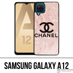 Custodia Samsung Galaxy A12 - Sfondo rosa Chanel