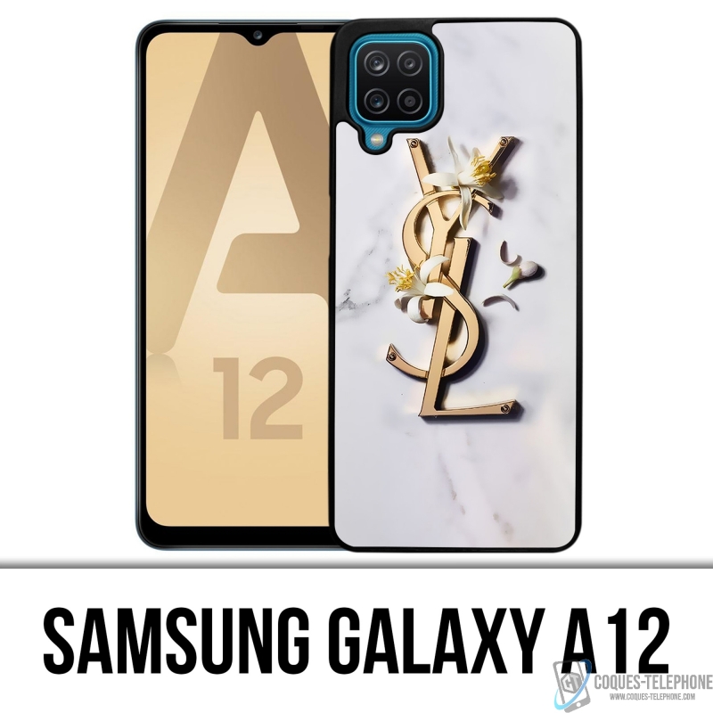 Coque Samsung Galaxy A12 - YSL Yves Saint Laurent Marbre Fleurs