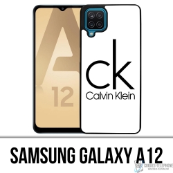 Coque Samsung Galaxy A12 - Calvin Klein Logo Blanc