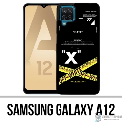 Custodia per Samsung Galaxy A12 - Righe incrociate bianco sporco