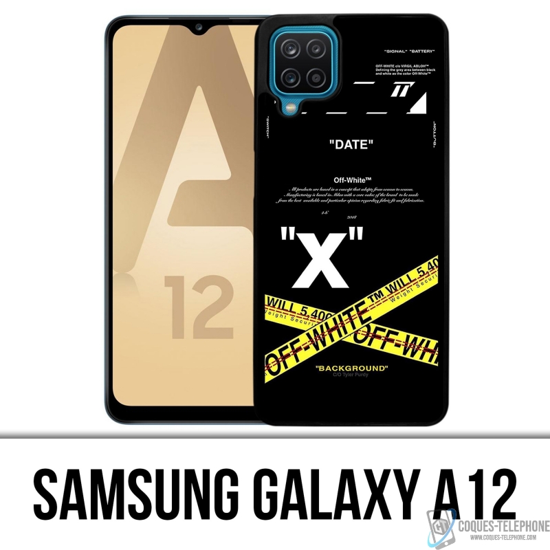 Coque Samsung Galaxy A12 - Off White Crossed Lines
