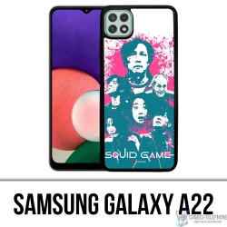 Funda Samsung Galaxy A22 - Splash de personajes del juego Squid