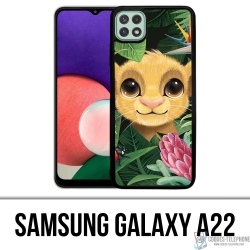 Coque Samsung Galaxy A22 - Disney Simba Bebe Feuilles