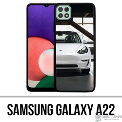 Samsung Galaxy A22 Case - Tesla Model 3 Weiß