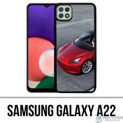 Custodia per Samsung Galaxy A22 - Tesla Model 3 Rossa