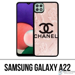 Custodia Samsung Galaxy A22 - Sfondo rosa Chanel