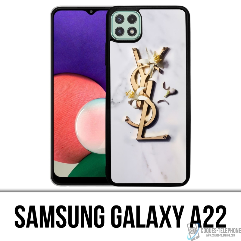 Coque Samsung Galaxy A22 - YSL Yves Saint Laurent Marbre Fleurs
