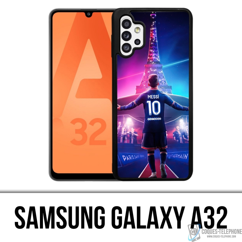 Coque Samsung Galaxy A32 - Messi PSG Paris Tour Eiffel