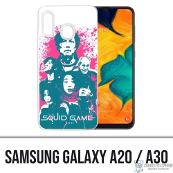 Funda Samsung Galaxy A20 - Splash de personajes del juego Squid