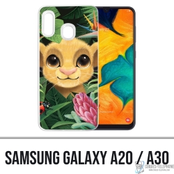 Coque Samsung Galaxy A20 - Disney Simba Bebe Feuilles