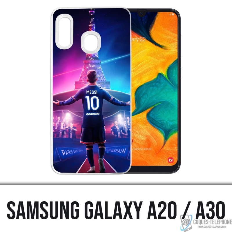 Coque Samsung Galaxy A20 - Messi PSG Paris Tour Eiffel