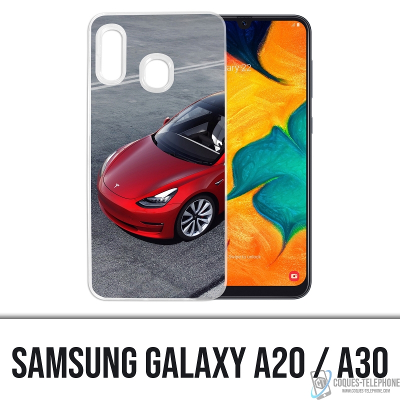 Samsung Galaxy A20 Case - Tesla Model 3 Red