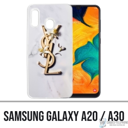 Coque Samsung Galaxy A20 - YSL Yves Saint Laurent Marbre Fleurs
