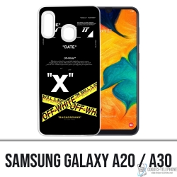 Custodia per Samsung Galaxy A20 - Righe incrociate bianco sporco