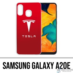 Custodia Samsung Galaxy A20e - Logo Tesla Rosso