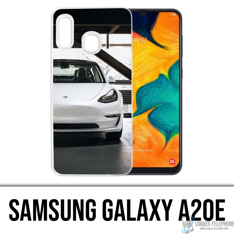 Samsung Galaxy A20e - Carcasa Tesla Model 3 Blanca