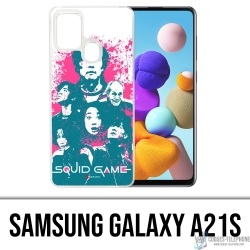 Funda Samsung Galaxy A21s - Splash de personajes del juego Squid