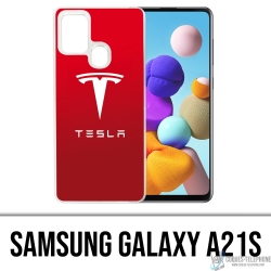 Coque Samsung Galaxy A21s - Tesla Logo Rouge