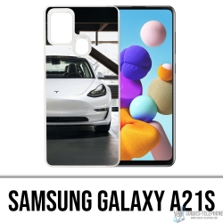 Custodia per Samsung Galaxy A21s - Tesla Model 3 bianca
