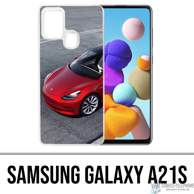Coque Samsung Galaxy A21s - Tesla Model 3 Rouge