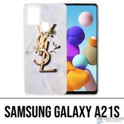 Samsung Galaxy A21s Case - YSL Yves Saint Laurent Marble Flowers