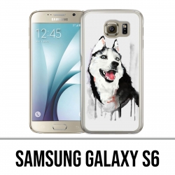 Coque Samsung Galaxy S6 - Chien Husky Splash