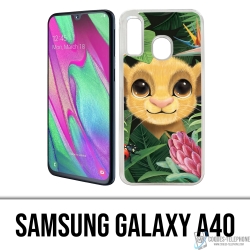 Coque Samsung Galaxy A40 - Disney Simba Bebe Feuilles