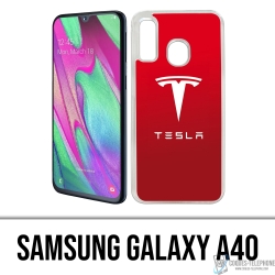 Coque Samsung Galaxy A40 - Tesla Logo Rouge
