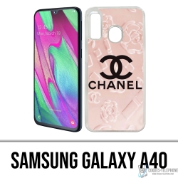 Custodia Samsung Galaxy A40 - Sfondo rosa Chanel