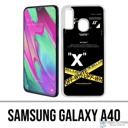 Custodia per Samsung Galaxy A40 - Righe incrociate bianco sporco