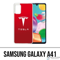 Coque Samsung Galaxy A41 - Tesla Logo Rouge