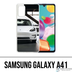 Custodia per Samsung Galaxy A41 - Tesla Model 3 bianca