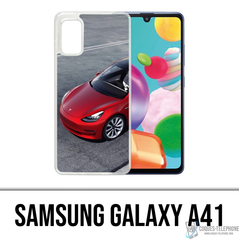 Coque Samsung Galaxy A41 - Tesla Model 3 Rouge