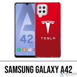 Coque Samsung Galaxy A42 - Tesla Logo Rouge