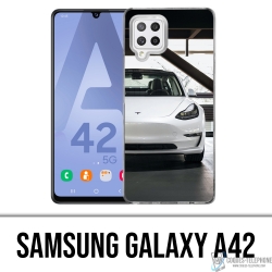 Samsung Galaxy A42 Case - Tesla Model 3 Weiß