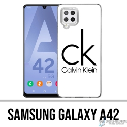 Coque Samsung Galaxy A42 - Calvin Klein Logo Blanc