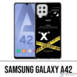 Custodia per Samsung Galaxy A42 - Righe incrociate bianco sporco