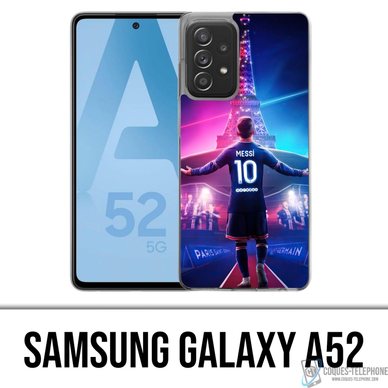 Coque Samsung Galaxy A52 - Messi PSG Paris Tour Eiffel