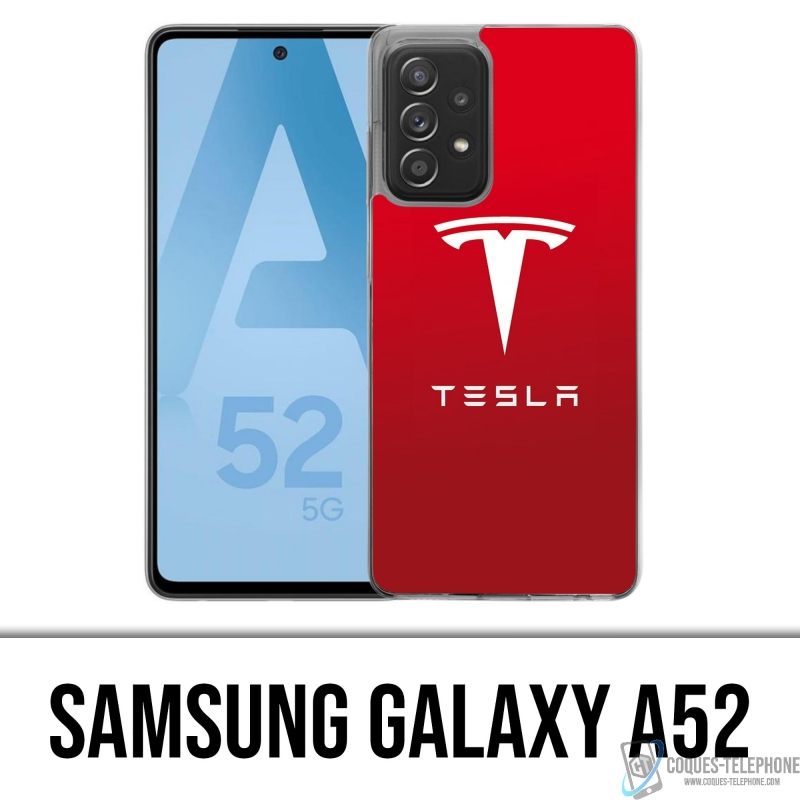 Custodia per Samsung Galaxy A52 - Logo Tesla Rosso