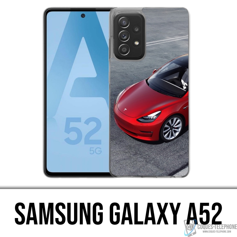 Custodia per Samsung Galaxy A52 - Tesla Model 3 Rossa