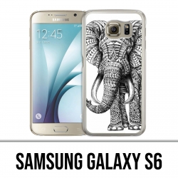 Carcasa Samsung Galaxy S6 - Elefante Azteca Blanco y Negro