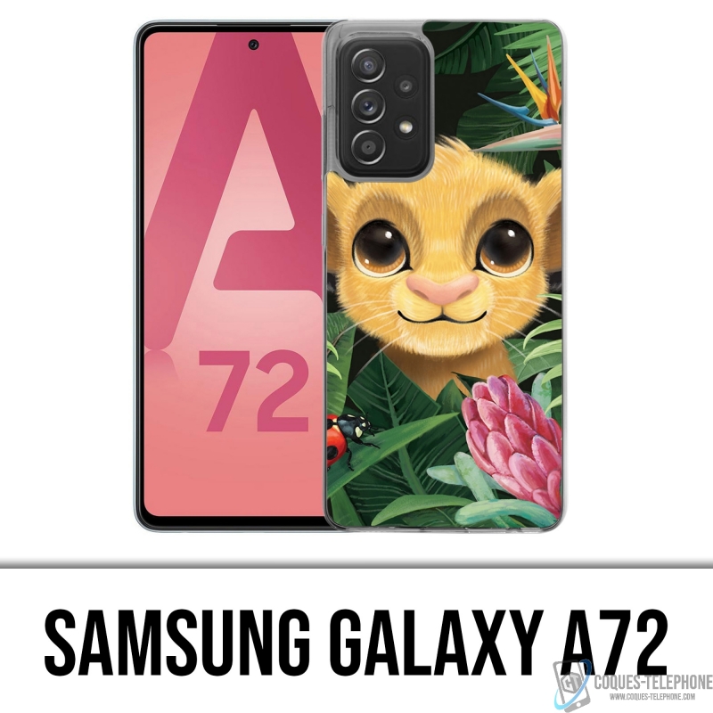 Coque Samsung Galaxy A72 - Disney Simba Bebe Feuilles