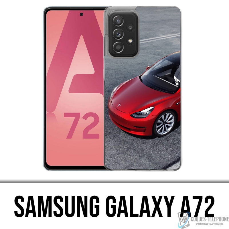 Custodia per Samsung Galaxy A72 - Tesla Model 3 Rossa