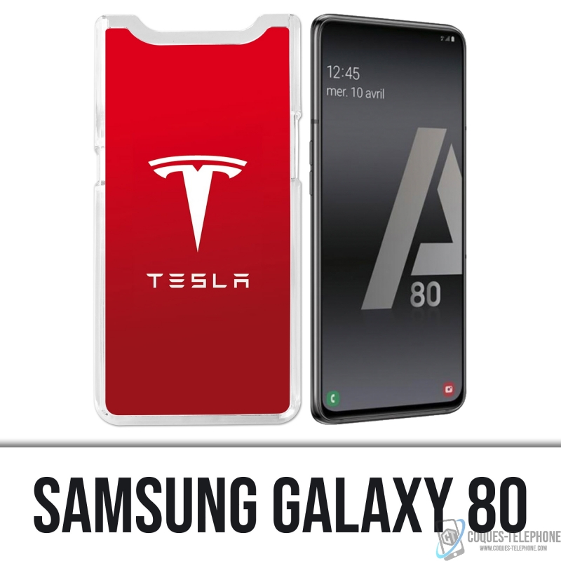 Coque Samsung Galaxy A80 / A90 - Tesla Logo Rouge