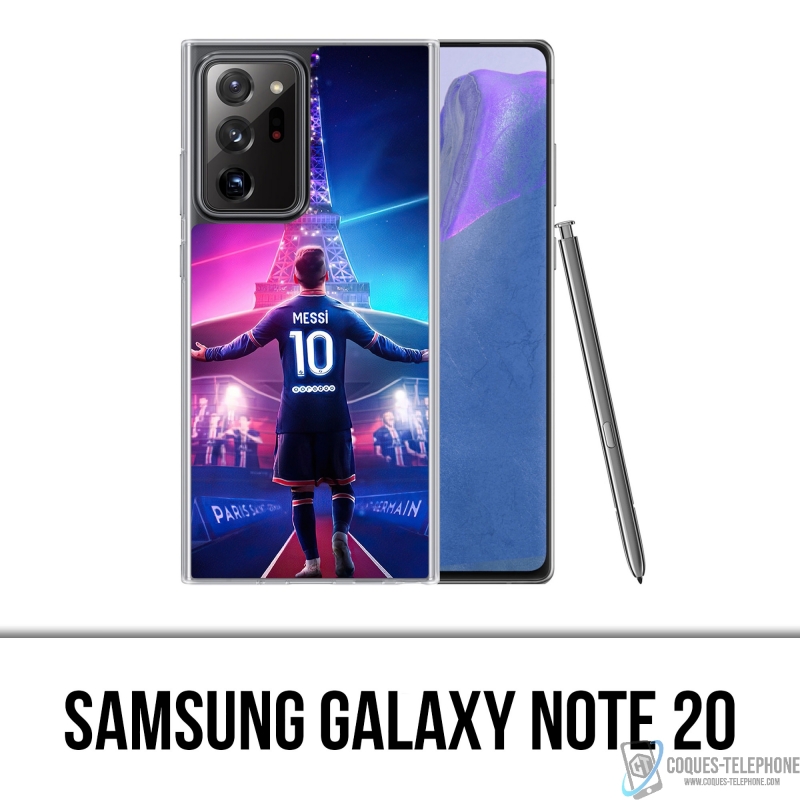Coque Samsung Galaxy Note 20 - Messi PSG Paris Tour Eiffel