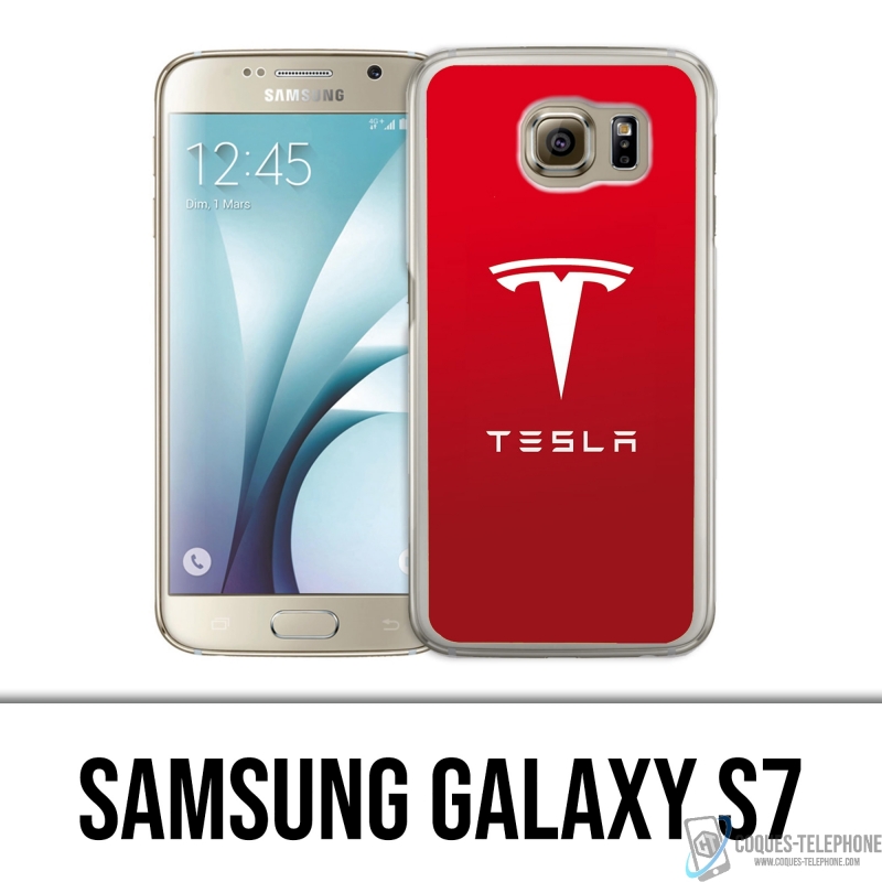 Coque Samsung Galaxy S7 - Tesla Logo Rouge
