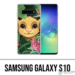 Coque Samsung Galaxy S10 - Disney Simba Bebe Feuilles