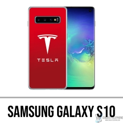 Coque Samsung Galaxy S10 - Tesla Logo Rouge