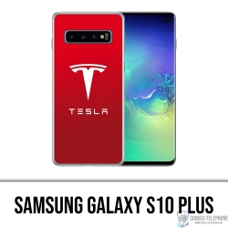 Coque Samsung Galaxy S10 Plus - Tesla Logo Rouge