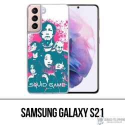 Funda Samsung Galaxy S21 - Splash de personajes del juego Squid